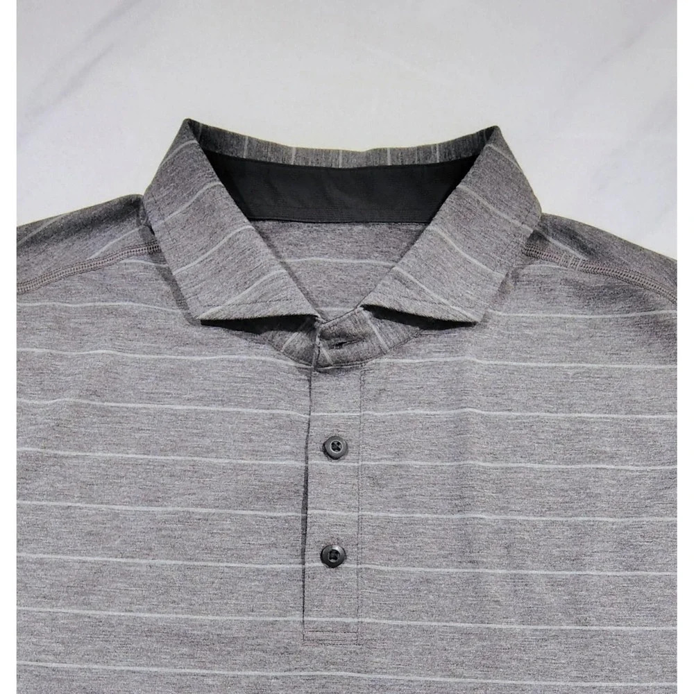 Lululemon Evolution Polo Shirt L Heathered Gray Stretch Performance Golf Men's